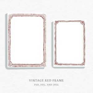 Invitation Clipart, Line art, Vector frames, Hand-drawn clip art, red border, borders clip art pack, digital basic labels