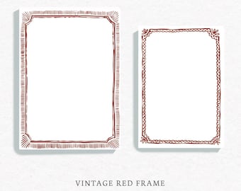 Invitation Clipart, Line art, Vector frames, Hand-drawn clip art, red border, borders clip art pack, digital basic labels