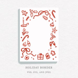Holiday Border, Christmas Clipart, Whimsical Christmas Bow Frames & Festive Borders, Holiday SVG and PNG for Winter Invitations