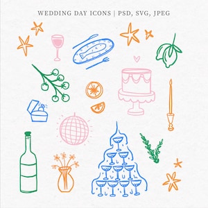 Clipart de casamento, Rabiscos de casamento, Convite de casamento, Ícones, Convites de noiva, Decoração, Ícone desenhado à mão, Rabiscos de arte de linha, PNG, Svg