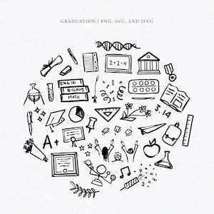 Graduation digital download - graduation line art svg - Line Art Graduation Bundle Clipart - Graduation Cap Bundle - Graduation Themed Party