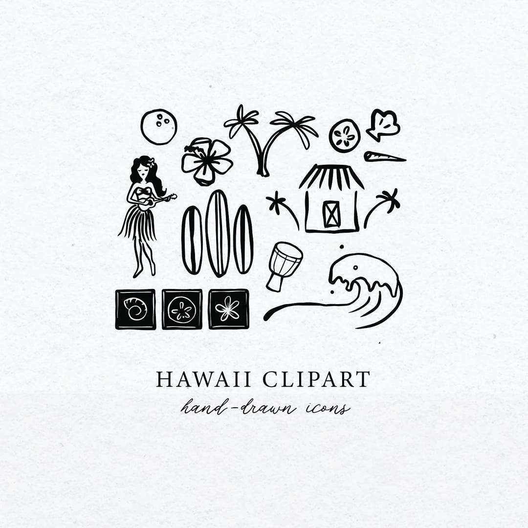 HAWAII ICONS Clipart. Hawaiian Islands America States Clipart. Symbols ...
