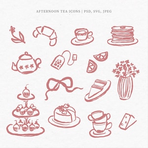 Afternoon Tea, Tea Time Clipart Bundle, Tea Party Clipart, Tea Clipart, Floral Tea Time Graphics, Digital Sticker clipart