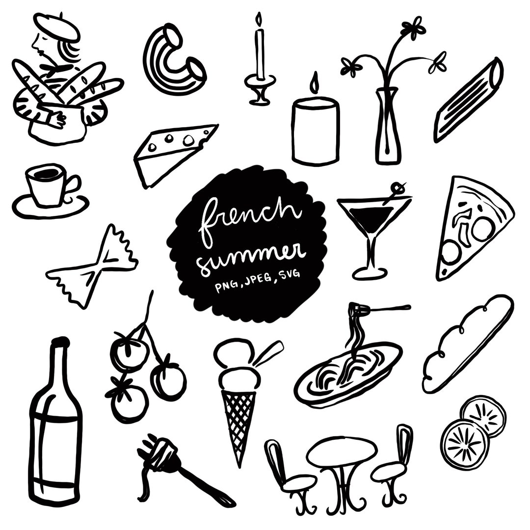 France Line Drawn Clipart, Paris Black and White Images, France SVG ...