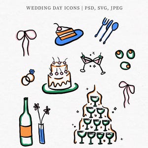 Hand Drawn Martini Champagne Tower Illustration, Wedding Party, Bachelorette Party, Whimsical Clipart, Birthday Clipart