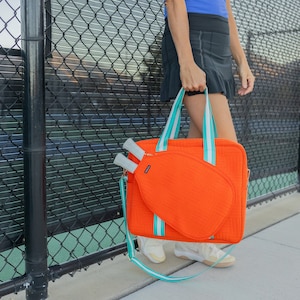 Orange Pickleball bag, Women's Pickleball bag, Pickleball Bag for Her, Pickleball Gift, Pickleball Tote, tangerine pickleball bag image 5