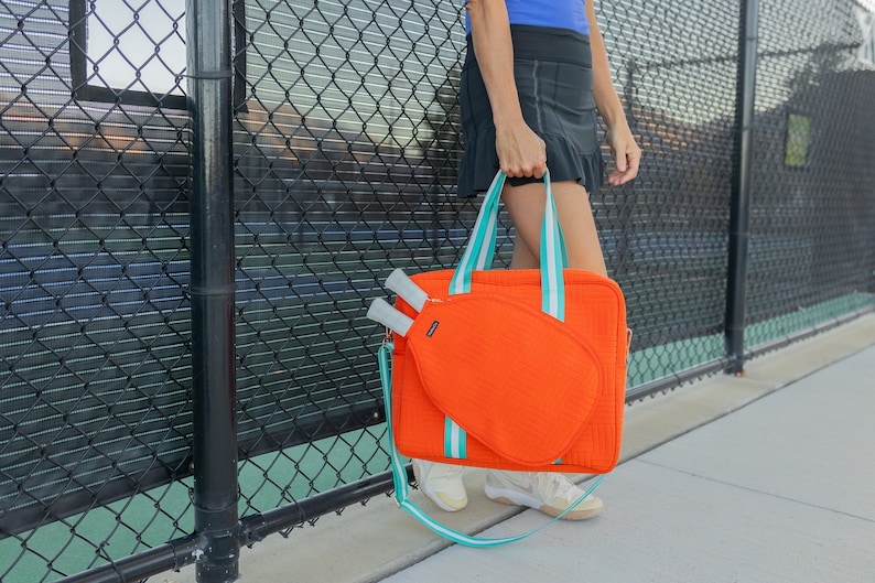 Orange Pickleball bag, Women's Pickleball bag, Pickleball Bag for Her, Pickleball Gift, Pickleball Tote, tangerine pickleball bag image 5