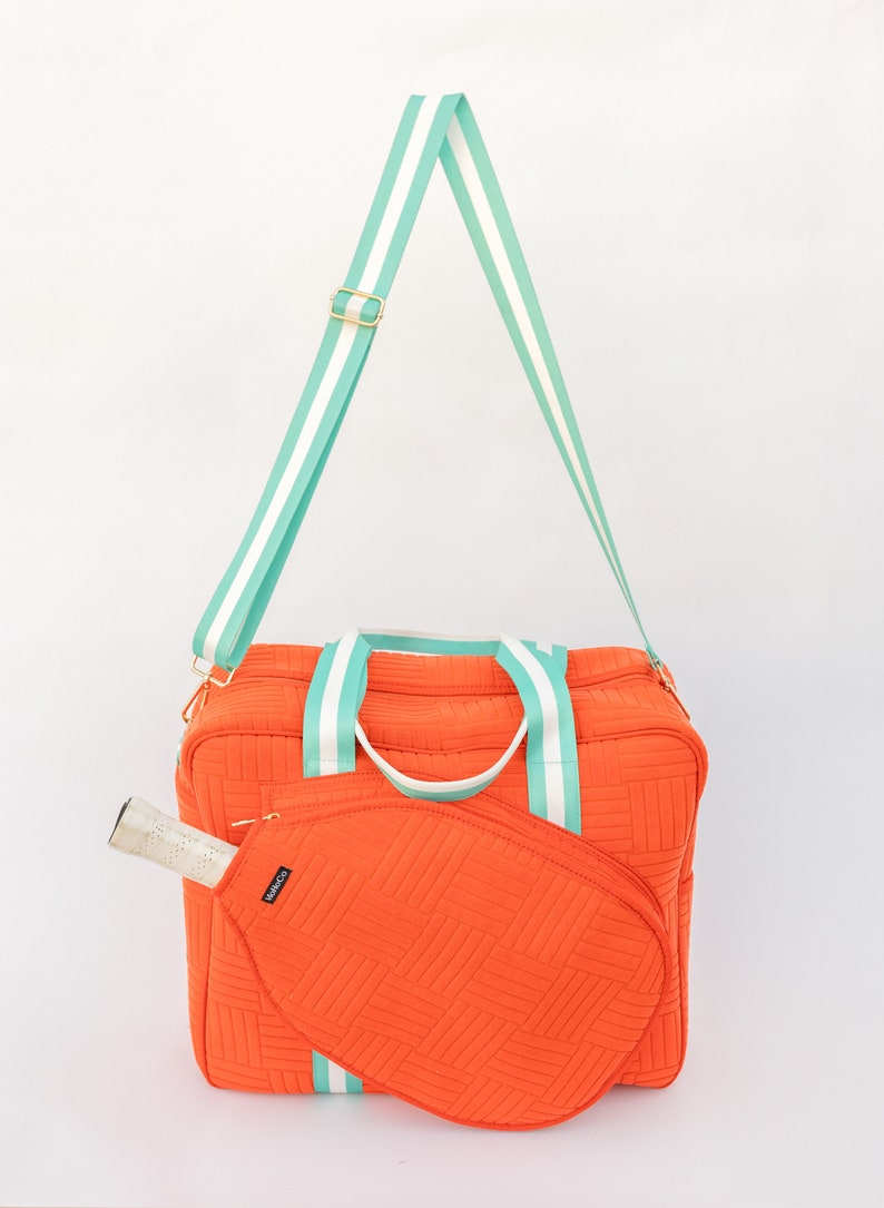 Orange Pickleball bag, Women's Pickleball bag, Pickleball Bag for Her, Pickleball Gift, Pickleball Tote, tangerine pickleball bag image 9