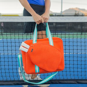 Orange Pickleball bag, Women's Pickleball bag, Pickleball Bag for Her, Pickleball Gift, Pickleball Tote, tangerine pickleball bag image 3