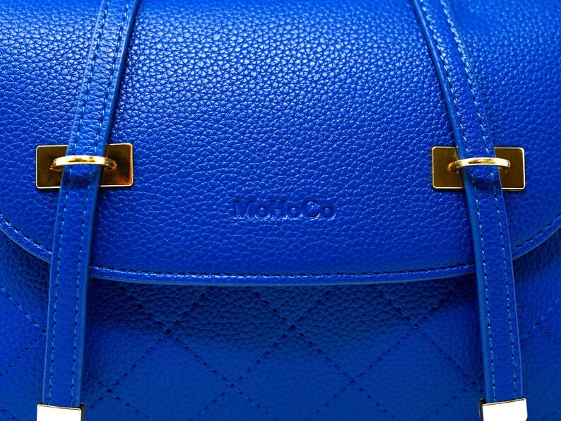 Top Handle Blue Handbag, Blue Crossbody Bag, Clutch Purse, Quilted