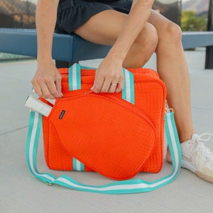 Orange Pickleball bag, Women's Pickleball bag, Pickleball Bag for Her, Pickleball Gift, Pickleball Tote, tangerine pickleball bag image 4