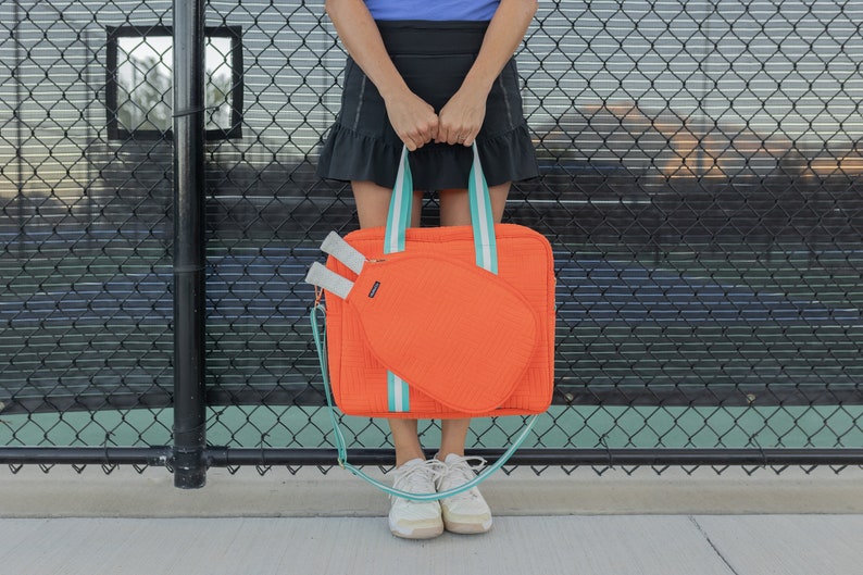 Orange Pickleball bag, Women's Pickleball bag, Pickleball Bag for Her, Pickleball Gift, Pickleball Tote, tangerine pickleball bag image 6