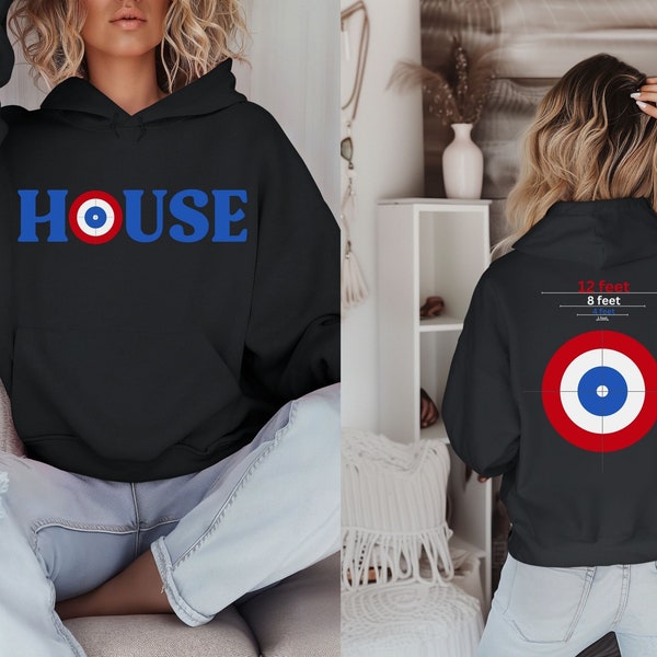Unique Curling House Print Hoodie - Red & Blue Concentric Circles Design |  Bonspiel Sweatshirt | Curling Coach Gift | Gift for Fathers Day