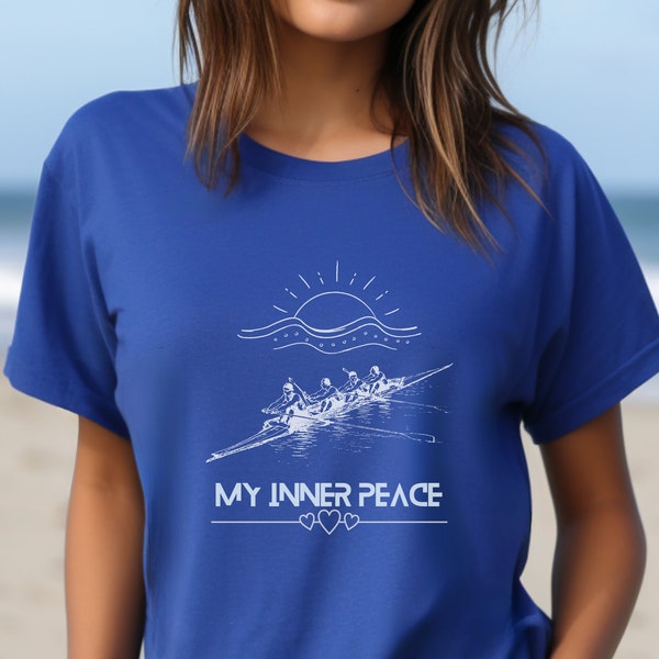 Rowing at Sunrise T-Shirt, My Inner Peace Rowing Shirt, Quadruple Scull Rowing Team Tee, Gift for Rower, Rowing at Sunset image