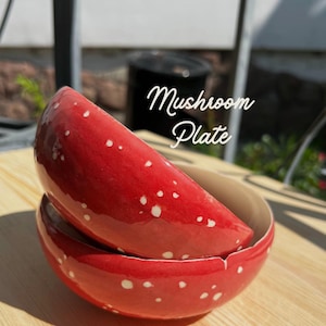 Cottagecore Mushroom Plate – Handmade Ceramic Dessert Dish – Fairycore Tableware
