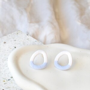 Big Textured Clay Studs Blue & White image 4