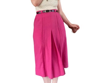 Hot Pink Vintage Midi Skirt - 80s vintage clothing