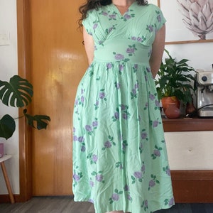 50s Floral Vintage Sun Dress True Vintage Dress Midi Dress Cottage Core zdjęcie 3