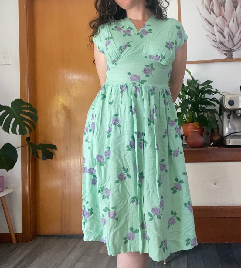 50s Floral Vintage Sun Dress True Vintage Dress Midi Dress Cottage Core zdjęcie 3