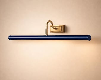 Italian Mid-Century Modern Midnight Blue colored Solid Brass Picture Light The Art Display Adjustable Handmade Brass Wall Sconce