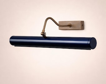 Italian Mid-Century Modern Midnight Blue colored Solid Brass Picture Light The Art Display Adjustable Handmade Brass Wall Sconce