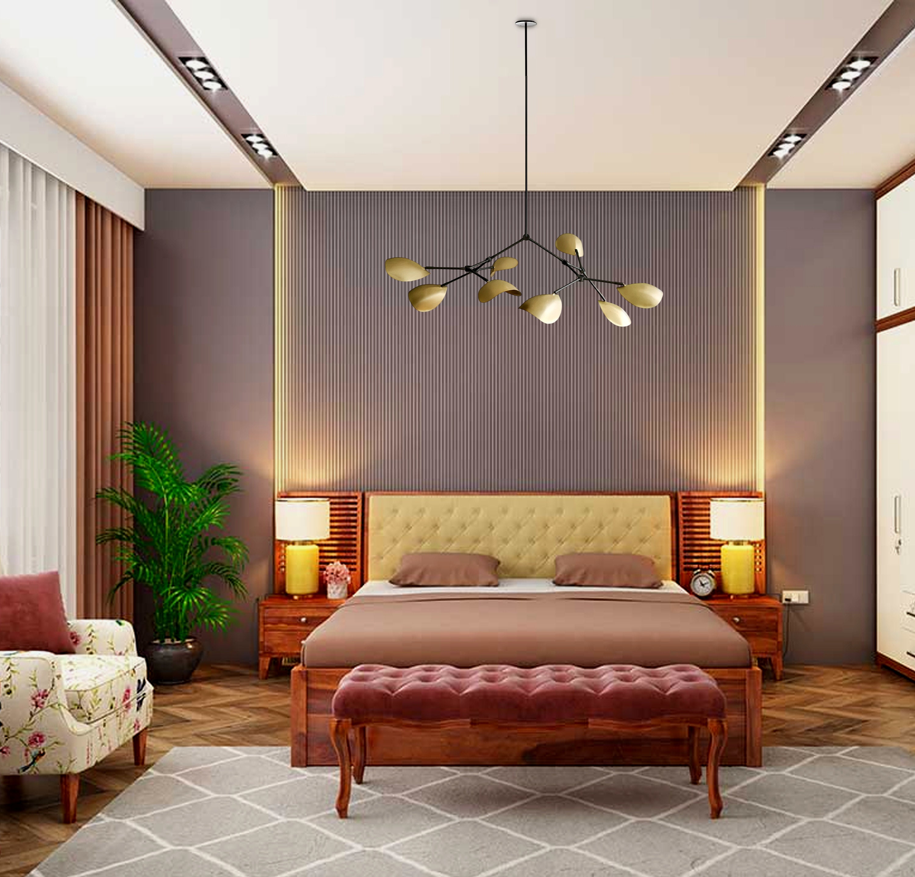 スティルノヴォスタイルの真鍮製ディスクシャンデリア：ミッド