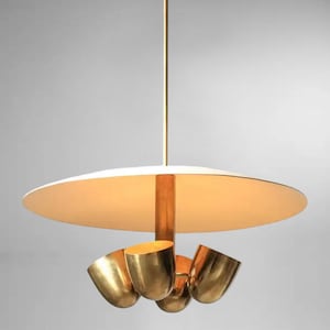 Mid-Century Modern Sputnik Chandelier: Brass Finish, Customizable Colors