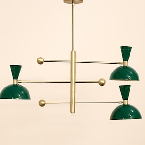 Mid-Century Modern Stilnovo Style Brass Sputnik Chandelier – 3 Arm, 6 Light Counterbalance Pendant