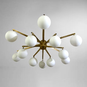 Stilnovo Glass Ceiling Lamp Sputnik Style Vintage Italian Lighting with 12 Globe Style Light of Round Shades to decor your space perfectly