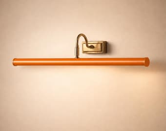 Italian Mid-Century Modern Orange colored Solid Brass Picture Light The Art Display Adjustable Handmade Brass Wall Sconce