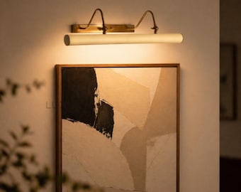 Italian Mid-Century Modern Perfect White colored Solid Brass Picture Light The Art Display Adjustable Handmade Brass Wall Sconce