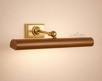 Italian Mid-Century Modern Ginger color Solid Brass Picture Light The Art Display Adjustable Handmade Brass Wall Sconce