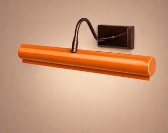 Italian Mid-Century Modern Orange colored Solid Brass Picture Light The Art Display Adjustable Handmade Brass Wall Sconce