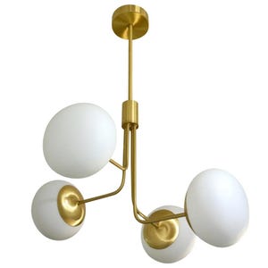 Modern Italian Contemporary Stilnovo Chandelier – Four-Arm Mid‑Century Sputnik Glass Globe Fixture