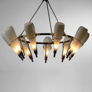 Sputnik Style Brass Chandelier: Mid-Century Modern 9-Bulb Ceiling Light