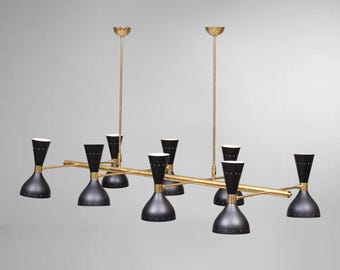 スティルノヴォスタイルの真鍮製ディスクシャンデリア：ミッド