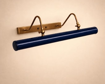 Italian Mid-Century Modern Midnight Blue colored Solid Brass Picture Light The Art Display Adjustable Handmade Brass Wall Sconce