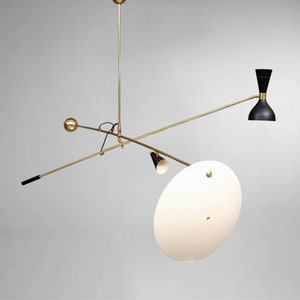 Sputnik Style Brass Chandelier: Mid-Century Modern Stilnovo Ceiling Light