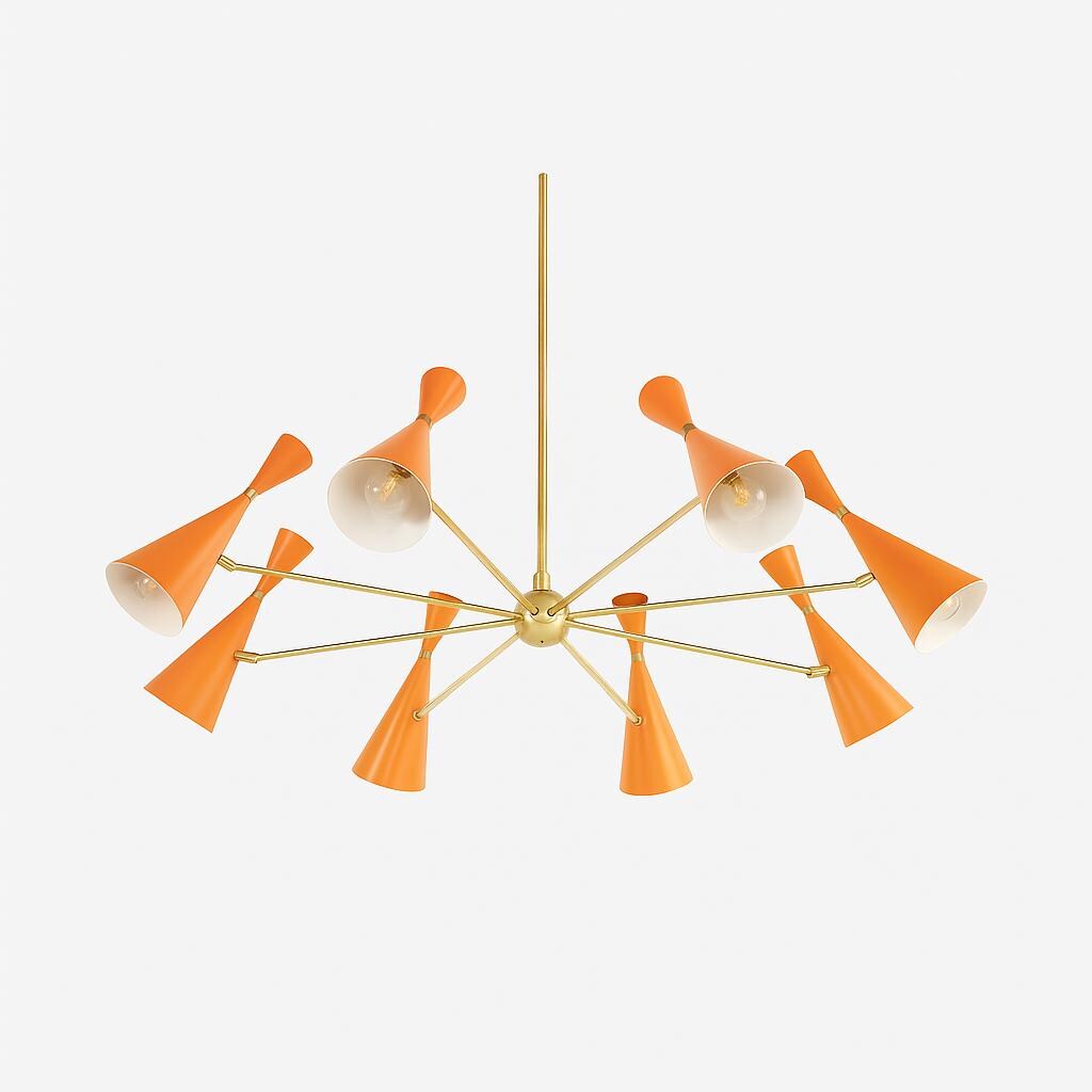 イタリア製ミッドセンチュリーのスティルノヴォ真鍮シャンデリア