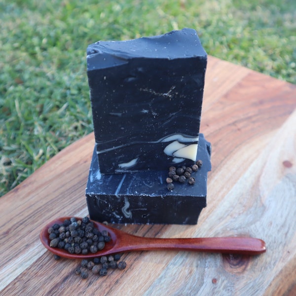 Raven Marble Artisan Soap- handmade soap all natural soap charcoal soap black pepper soap cold process soap all natural essential oil soap