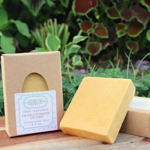Orange Turmeric Salt Bar- Spa Bar, Turmeric Soap, All Natural, Orange Essential Oil Soap, Vegan Soap, Turmeric Facial Bar, Turmeric Body Bar