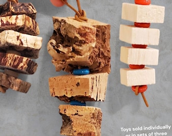 Chewer Parrot Toy | Natural Cork or Balsa Shredders | Safe Bird Foraging Toy