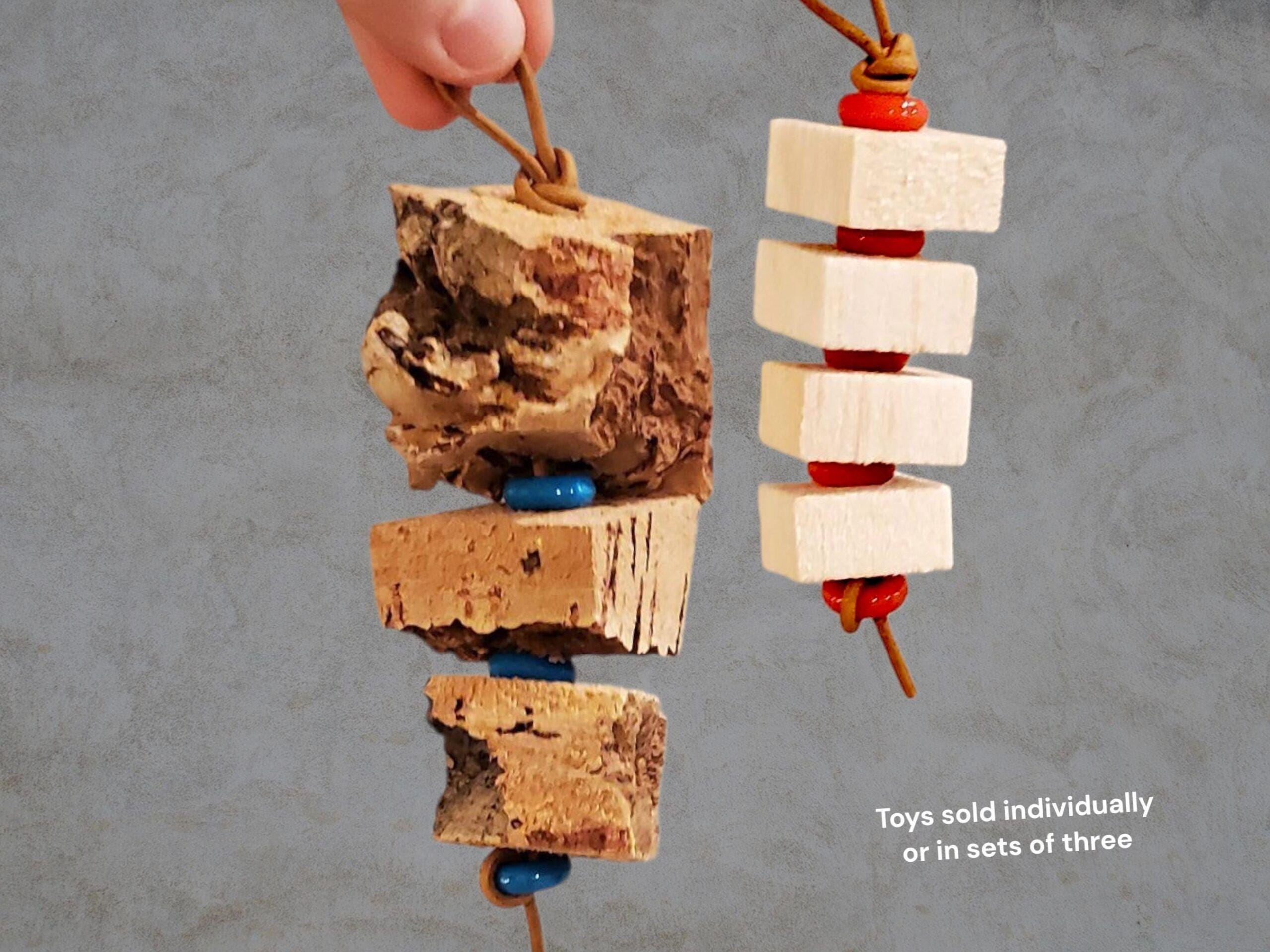 Chewer Parrot Toy | Natural Cork or Balsa Shredders | Safe Bird Foraging Toy
