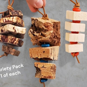 Chewer Parrot Toy | Natural Cork or Balsa Shredders | Safe Bird Foraging Toy image 6