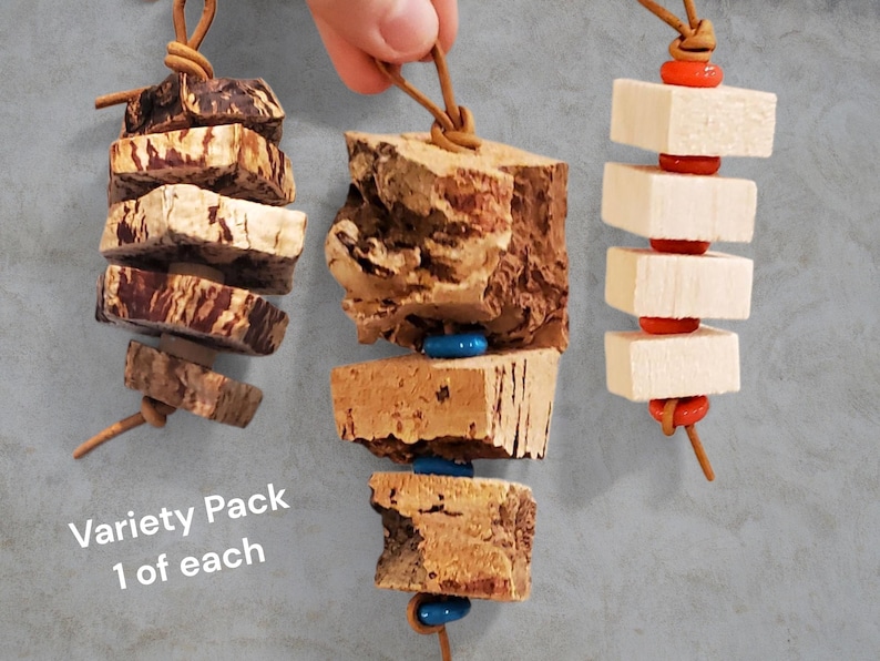 Chewer Parrot Toy | Natural Cork or Balsa Shredders | Safe Bird Foraging Toy image 6