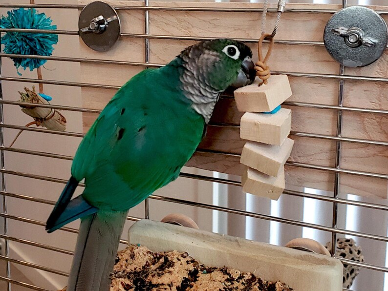 Chewer Parrot Toy | Natural Cork or Balsa Shredders | Safe Bird Foraging Toy image 2