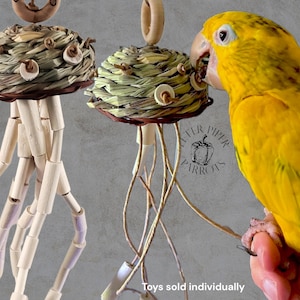 Jute The Jelly Fish | Mid Sized Bird Toy | Natural Parrot toy