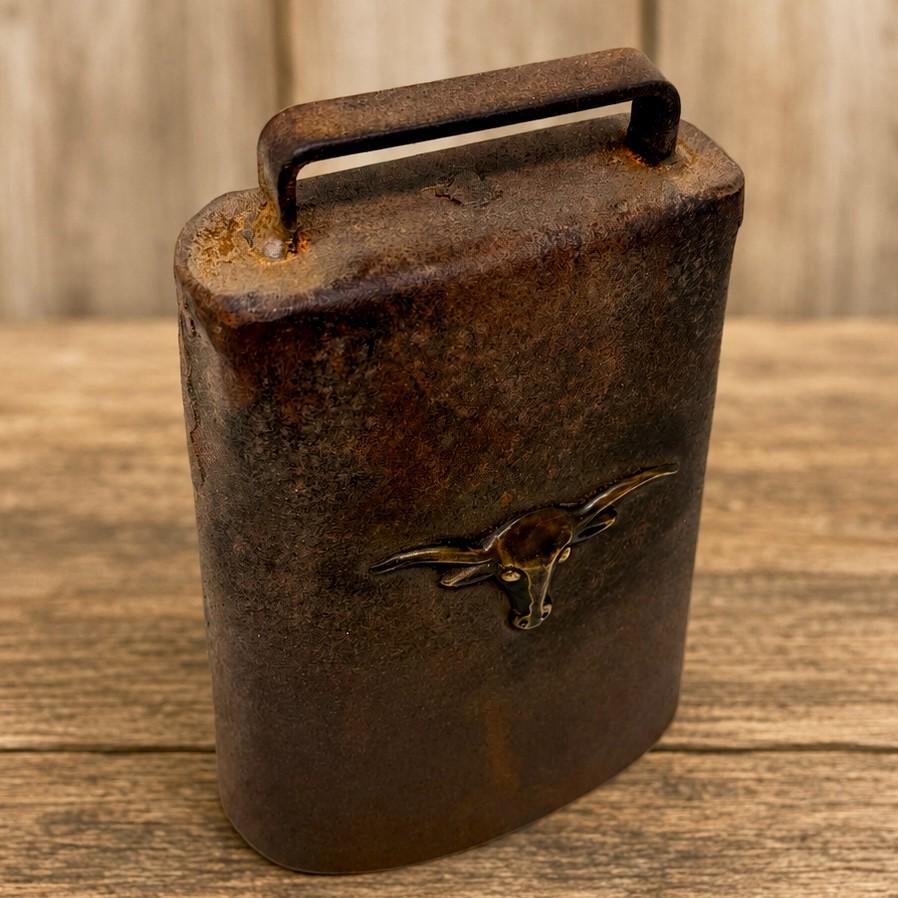 Rustic Cowbell With Brass Steer Head Western Farmhouse Decor Antique ...