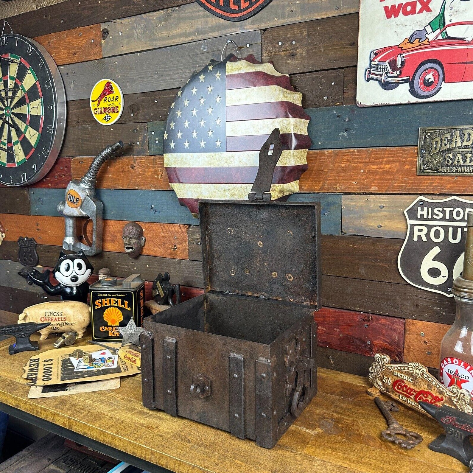 Union Pacific Route Iron Strong Box Chest With Antique Vintage Finish ...