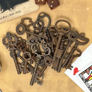 Antiker Vintage-Stil des 19.Jahrhunderts Eisenschlüssel Assorted Lot von 25